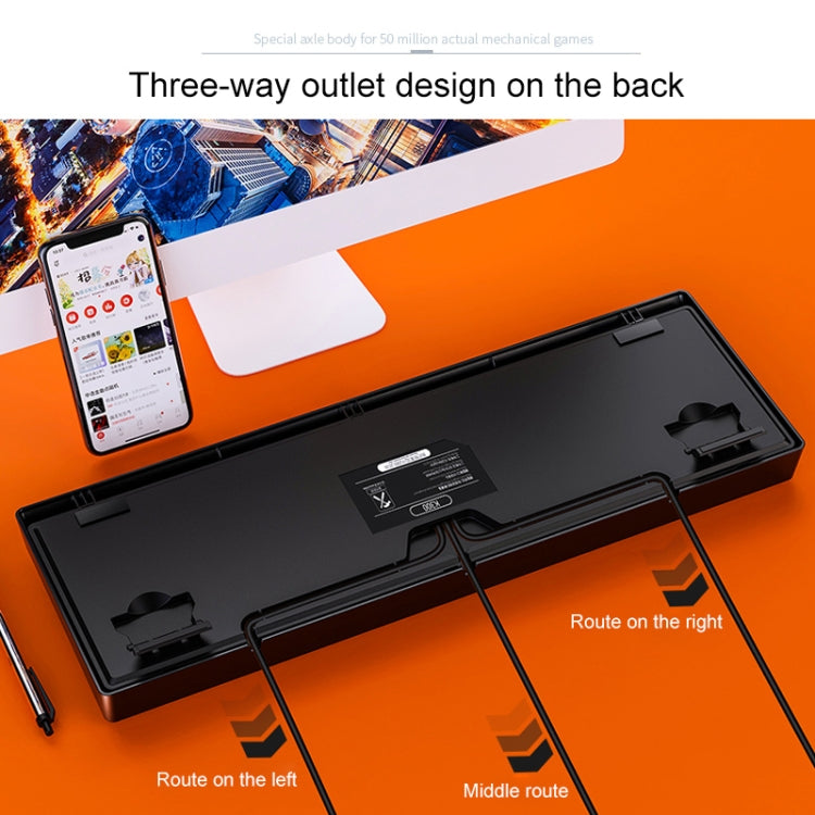 YINDIAO K300 Panel desmontable USB Iluminación mecánica Teclado con cable para juegos con eje azul
