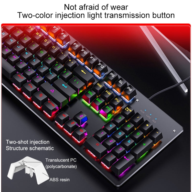 Teclado con cable para juegos mecánicos USB YINDIAO ZK-3, eje azul, Blue Shaft