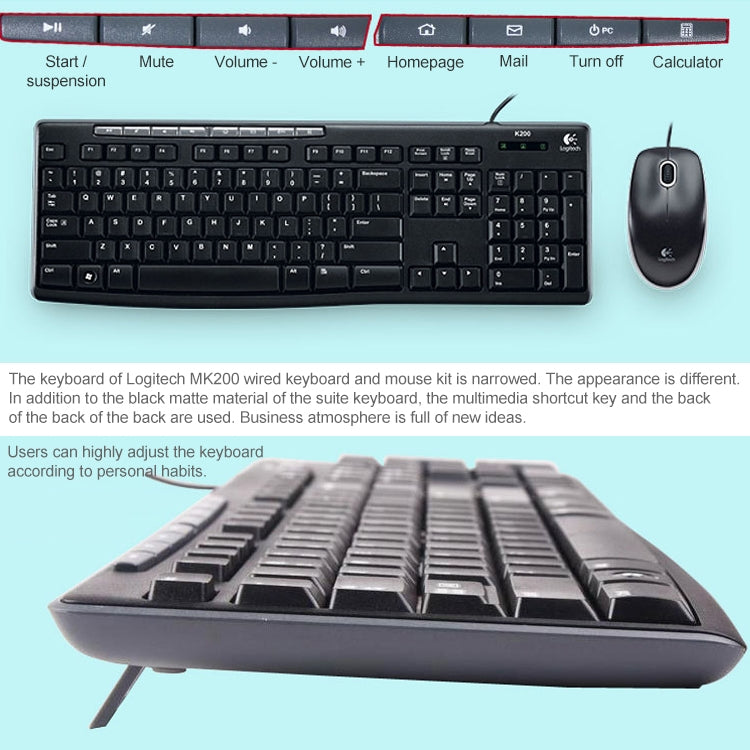 Juego de ratón y teclado con cable Logitech MK200