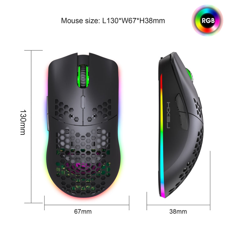 HXSJ T66 Ratón inalámbrico para juegos programable con iluminación colorida de 7 teclas, T66(White), T66(Black)