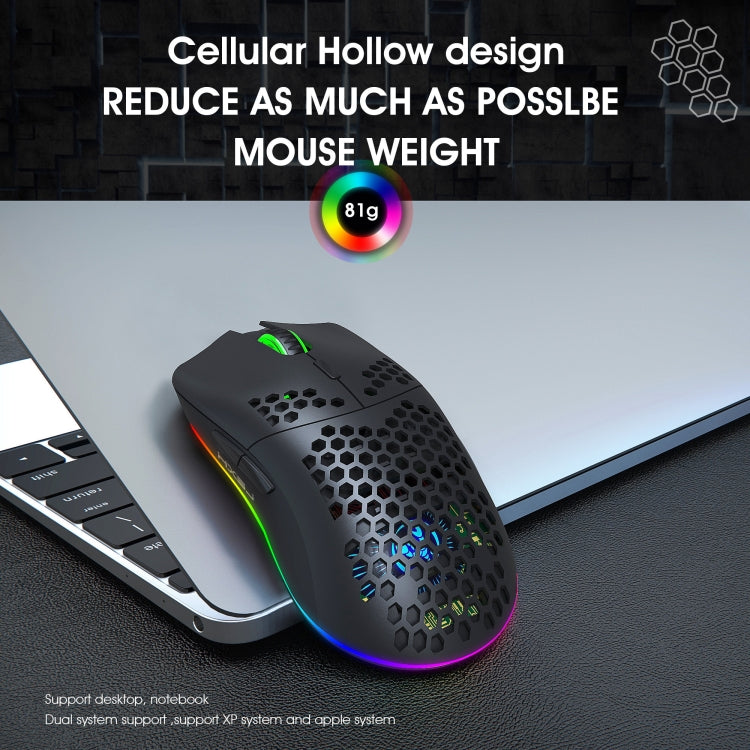 HXSJ T66 Ratón inalámbrico para juegos programable con iluminación colorida de 7 teclas, T66(White), T66(Black)