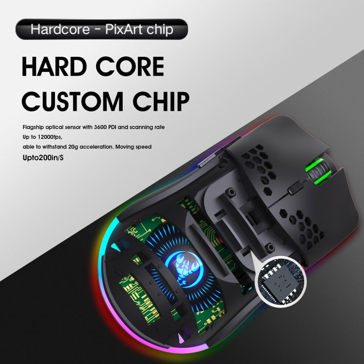 HXSJ T66 Ratón inalámbrico para juegos programable con iluminación colorida de 7 teclas, T66(White), T66(Black)