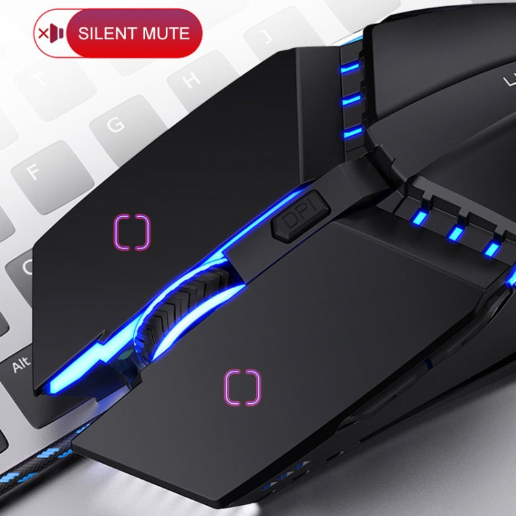 YINDIAO Ratón mecánico con cable silencioso USB de oficina para juegos de 6 teclas, Mute Mouse(Black)