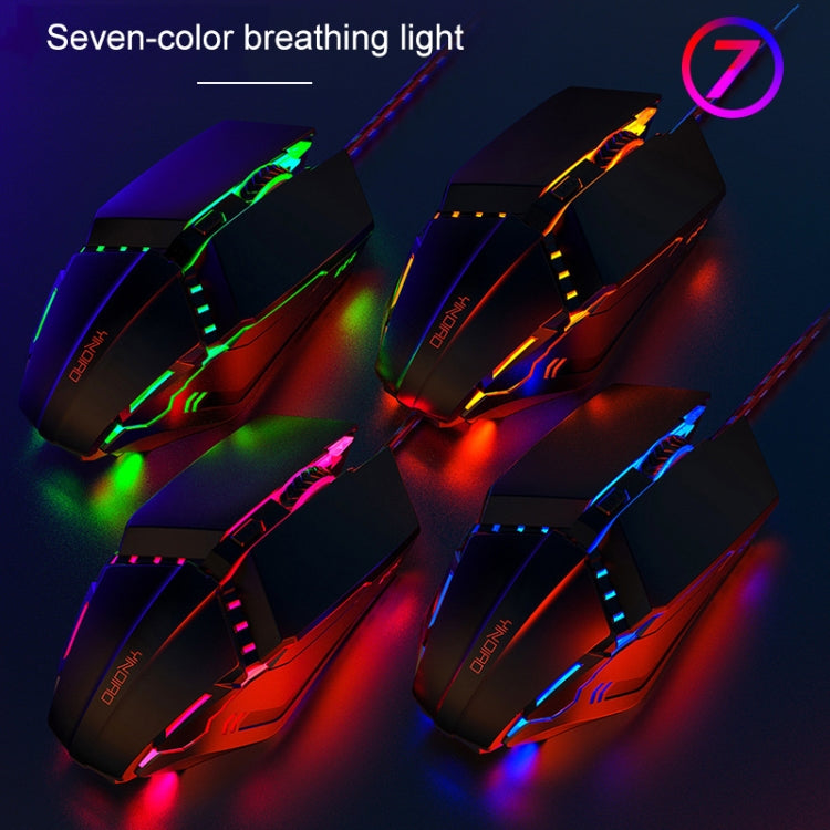 YINDIAO Ratón mecánico con cable silencioso USB de oficina para juegos de 6 teclas, Mute Mouse(Black)