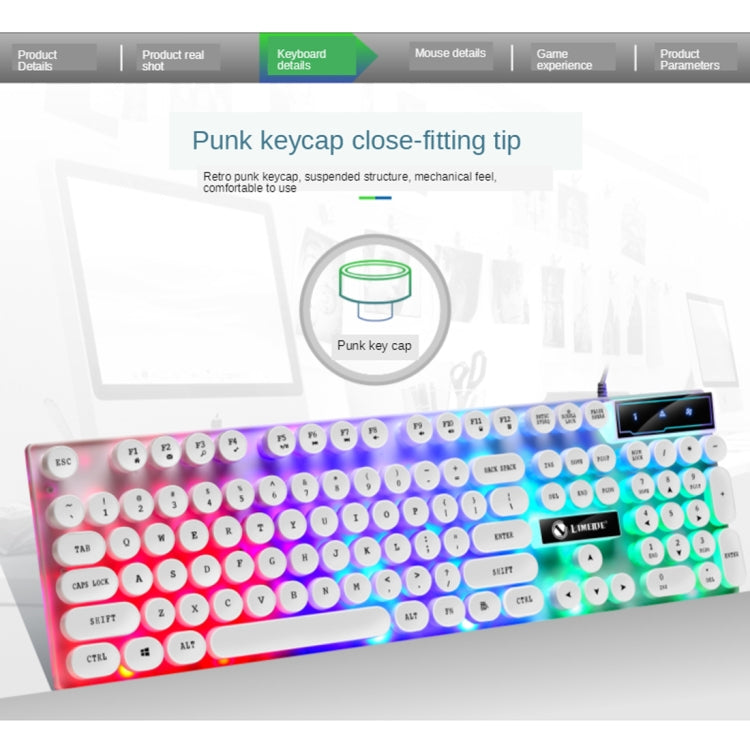 TX300 Juego de ratón y teclado con cable Punk retroiluminado con sensación mecánica