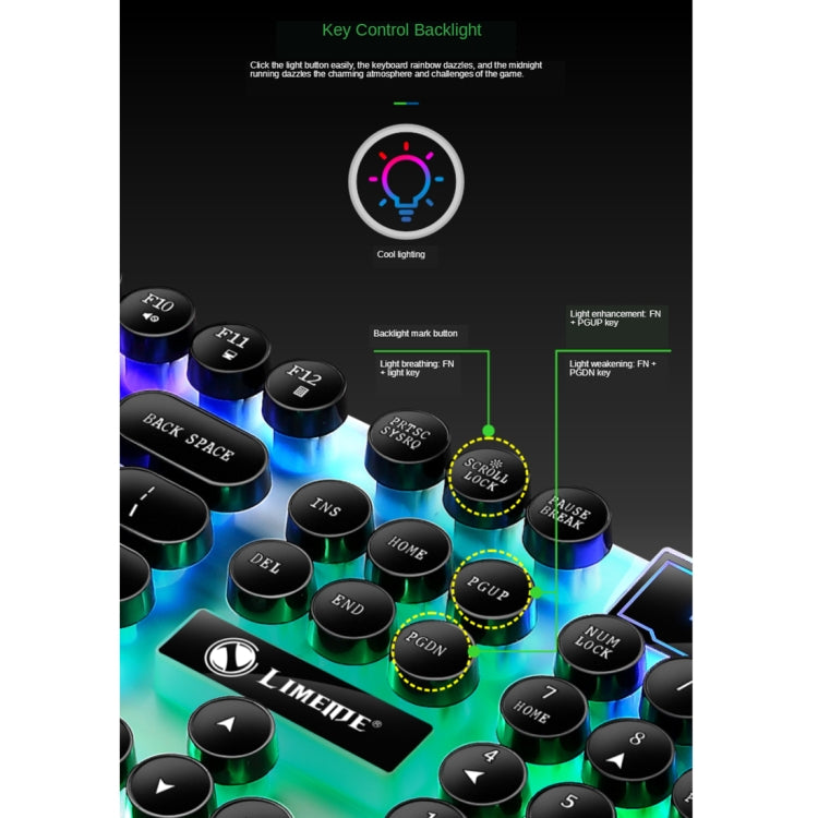 TX300 Juego de ratón y teclado con cable Punk retroiluminado con sensación mecánica
