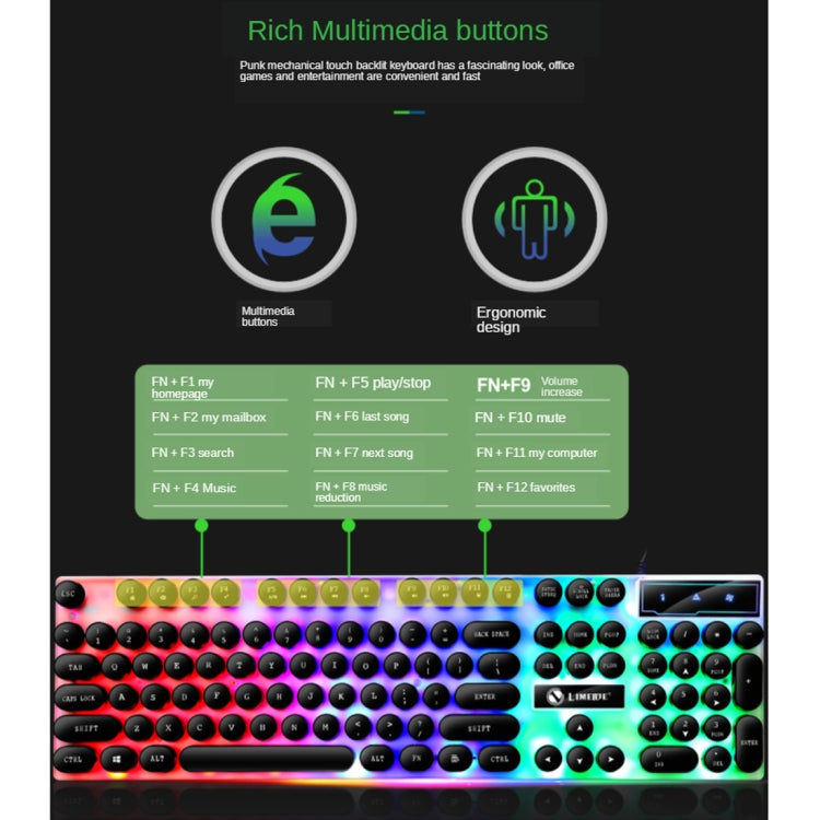 TX300 Juego de ratón y teclado con cable Punk retroiluminado con sensación mecánica