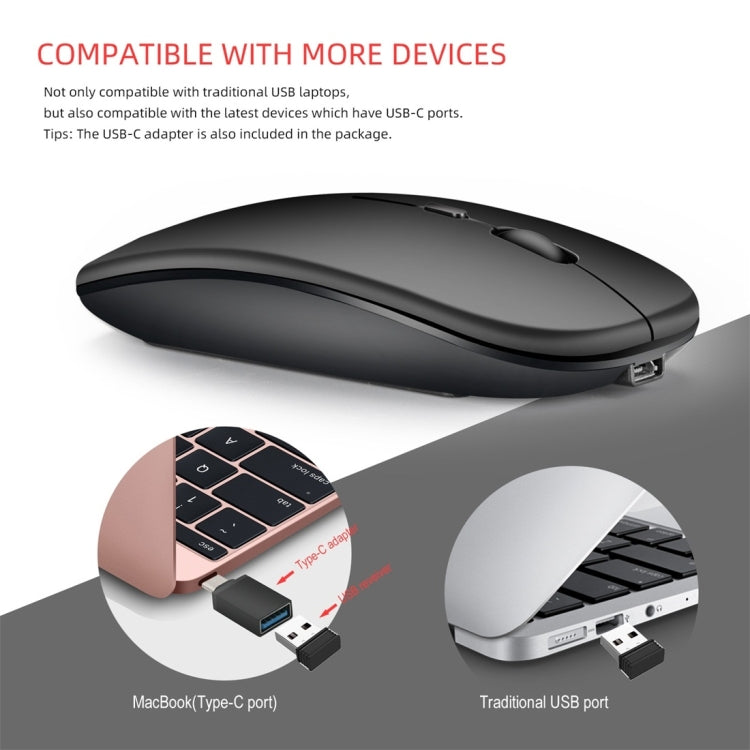HXSJ M90 2.4GHz Ultrafino Silencio Recargable Modo Dual Inalámbrico Bluetooth Notebook PC Ratón