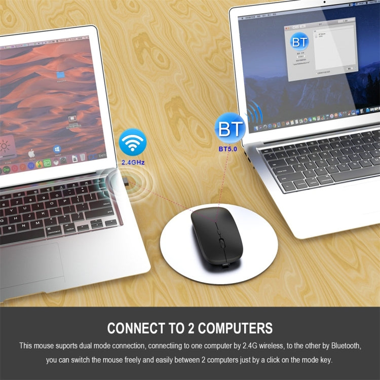 HXSJ M90 2.4GHz Ultrafino Silencio Recargable Modo Dual Inalámbrico Bluetooth Notebook PC Ratón