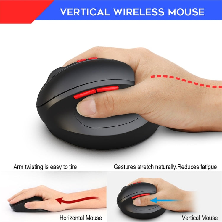 Ratón inalámbrico óptico ergonómico para PC portátil HXSJ T33 de 2,4 GHz