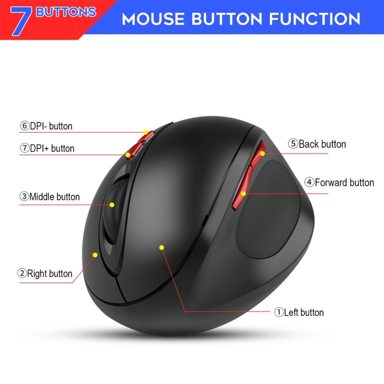 Ratón inalámbrico óptico ergonómico para PC portátil HXSJ T33 de 2,4 GHz