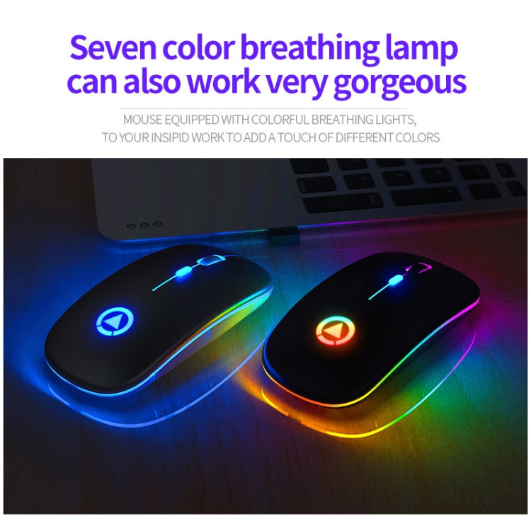 YINDIAO A2 2.4GHz 1600DPI 3 modos Luz RGB ajustable Ratón silencioso inalámbrico recargable, Rechargeable ver.