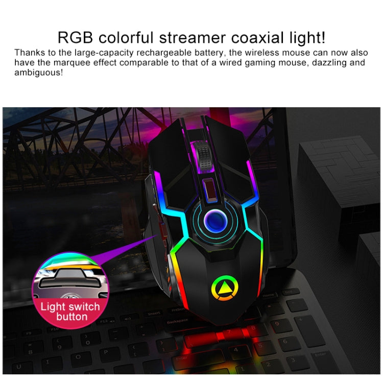 YINDIAO A5 2.4GHz 1600DPI 3 modos Luz RGB recargable ajustable Ratón inalámbrico para juegos silencioso