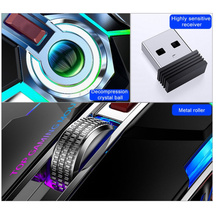 YINDIAO A5 2.4GHz 1600DPI 3 modos Luz RGB recargable ajustable Ratón inalámbrico para juegos silencioso