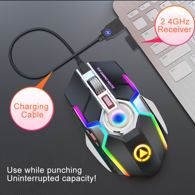 YINDIAO A5 2.4GHz 1600DPI 3 modos Luz RGB recargable ajustable Ratón inalámbrico para juegos silencioso