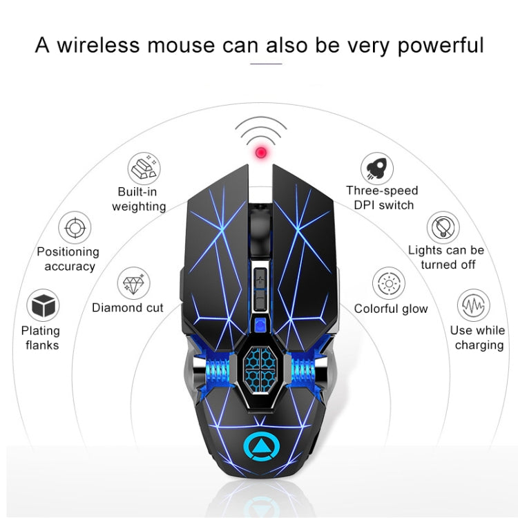 YINDIAO A7 2.4GHz 1600DPI 3 modos Ajustable 7 teclas Recargable RGB Luz Inalámbrica Silencio Ratón para juegos