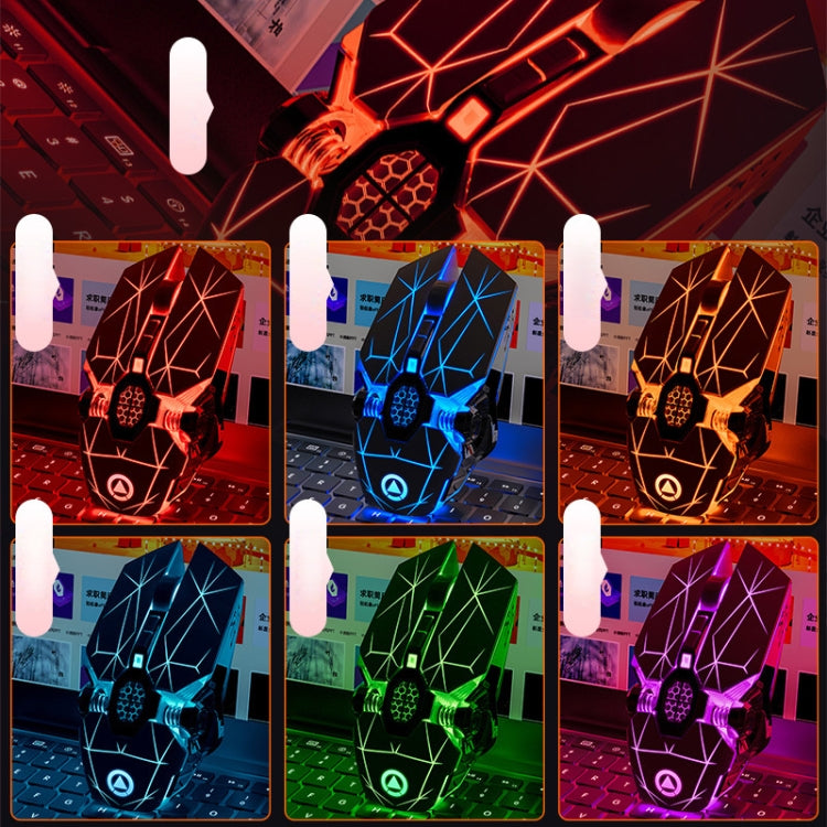 YINDIAO A7 2.4GHz 1600DPI 3 modos Ajustable 7 teclas Recargable RGB Luz Inalámbrica Silencio Ratón para juegos