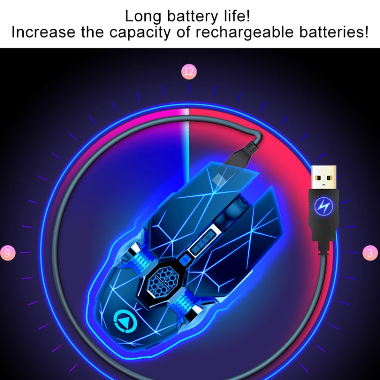 YINDIAO A7 2.4GHz 1600DPI 3 modos Ajustable 7 teclas Recargable RGB Luz Inalámbrica Silencio Ratón para juegos