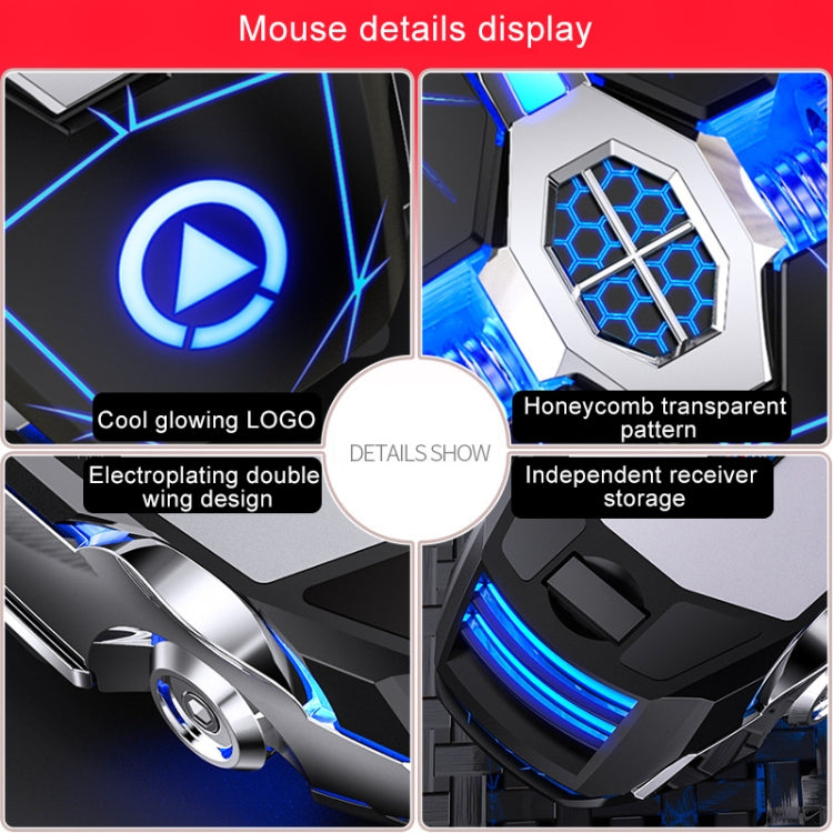 YINDIAO A7 2.4GHz 1600DPI 3 modos Ajustable 7 teclas Recargable RGB Luz Inalámbrica Silencio Ratón para juegos