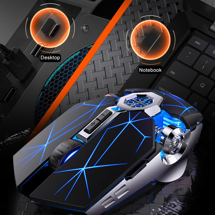 YINDIAO A7 2.4GHz 1600DPI 3 modos Ajustable 7 teclas Recargable RGB Luz Inalámbrica Silencio Ratón para juegos