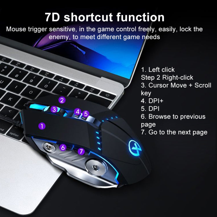 YINDIAO G3PRO 3200DPI 4 modos ajustable 7 teclas RGB luz ratón para juegos con cable, GM20 Black, GM20 White