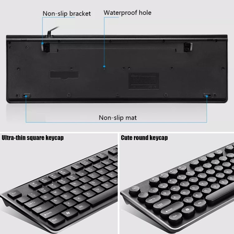 Teclado de computadora con cable USB de tecla redonda ZGB S500, Round Key (Black), Round Key (White)