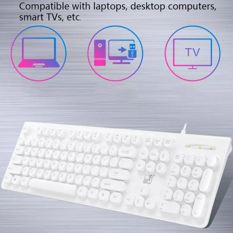 Teclado de computadora con cable USB de tecla redonda ZGB S500, Round Key (Black), Round Key (White)