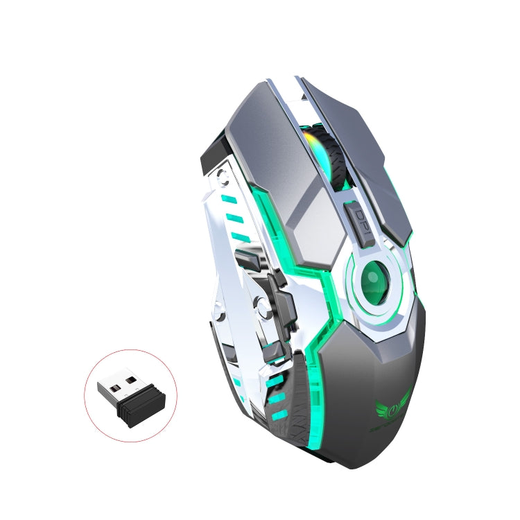 ZERODATE T30 2.4GHz 2400DPI Ratón óptico inalámbrico con retroiluminación RGB ajustable de tres velocidades, T30 Black, T30 White