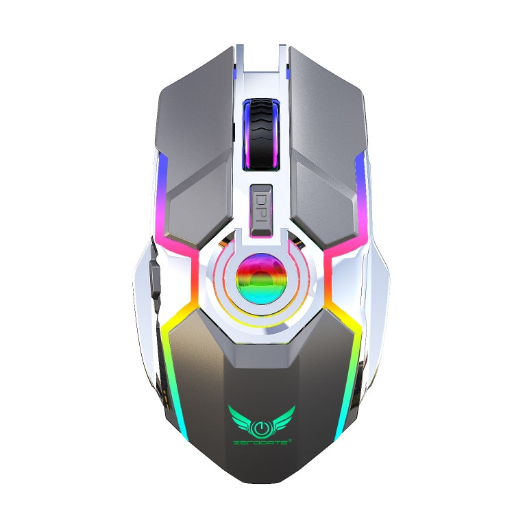 ZERODATE T30 2.4GHz 2400DPI Ratón óptico inalámbrico con retroiluminación RGB ajustable de tres velocidades, T30 Black, T30 White
