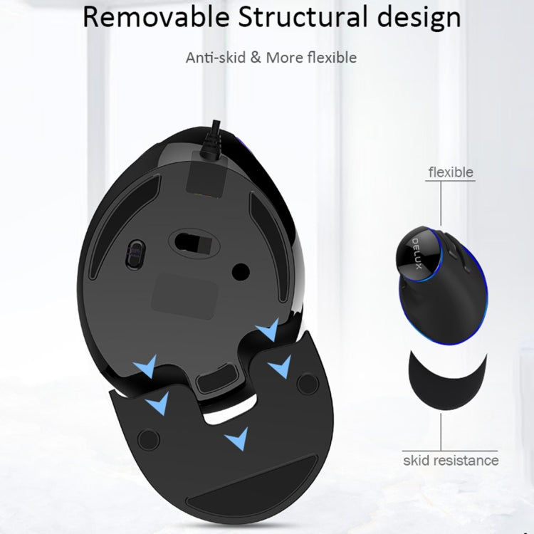 DELUX M618 Plus Ratón óptico con cable versión azul Ratón vertical ergonómico 1600DPI, 1600DPI Wired