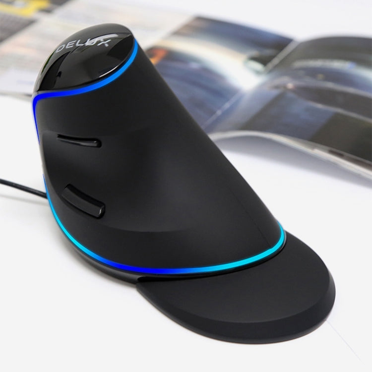 DELUX M618 Plus Ratón óptico con cable versión azul Ratón vertical ergonómico 1600DPI, 1600DPI Wired