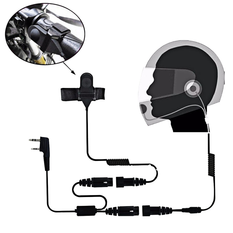 Micrófono de auriculares para casco de motocicleta PTT de 2 pines con volumen ajustable para Radio Walkie Talkie BAOFENG
