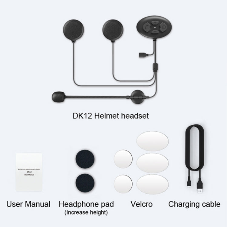 Dier DK12 800m casco Auriculares inalámbricos con Bluetooth 5,0 impermeable doble motocicleta llamada auriculares con función de intercomunicación, DK12