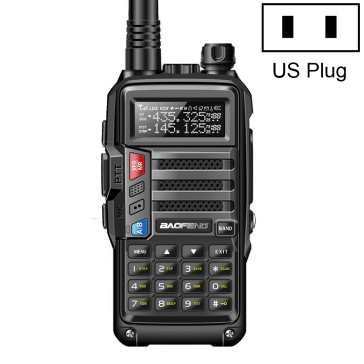 Walkie Talkie portátil con interfono Baofeng BF-UV5R Plus S9 FM, enchufe de EE. UU., Black, US Plug, Red, US Plug, Silver, US Plug