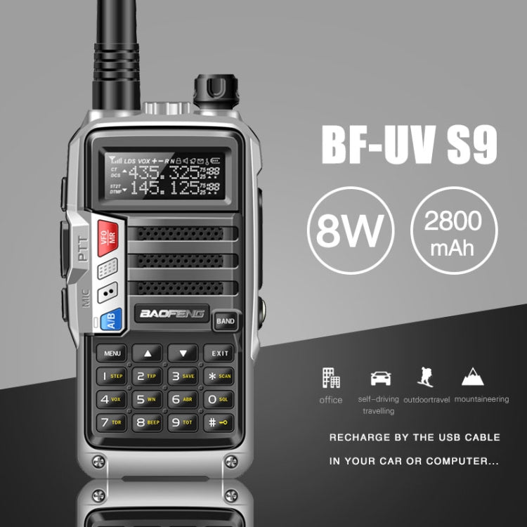 Walkie Talkie portátil con interfono Baofeng BF-UV5R Plus S9 FM, enchufe de EE. UU., Black, US Plug, Red, US Plug, Silver, US Plug