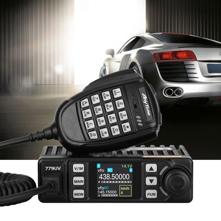 AnyTone AT-779UV Radio móvil VHF / UHF Banda dual 200CH 25W FM Radio móvil para automóvil Walkie Talkie