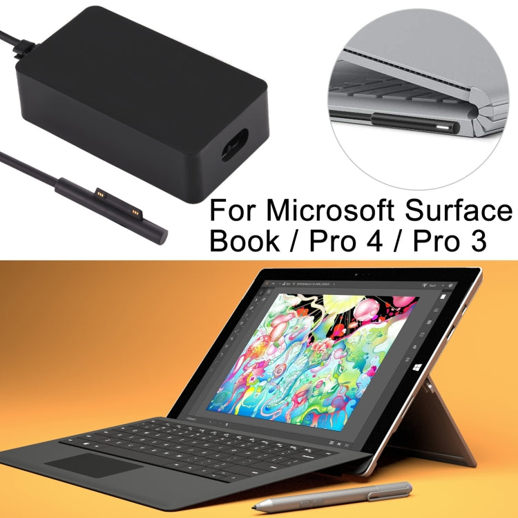 Cargador original de la fuente de alimentación del adaptador de CA de 15V 4A para Microsoft Surface Book / Pro 4 / Pro 3, 65W 4A