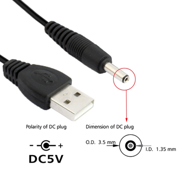 Cable de alimentación USB macho a CC de 3,5 x 1,35 mm, longitud: 1,2 m, Length: 1.2m