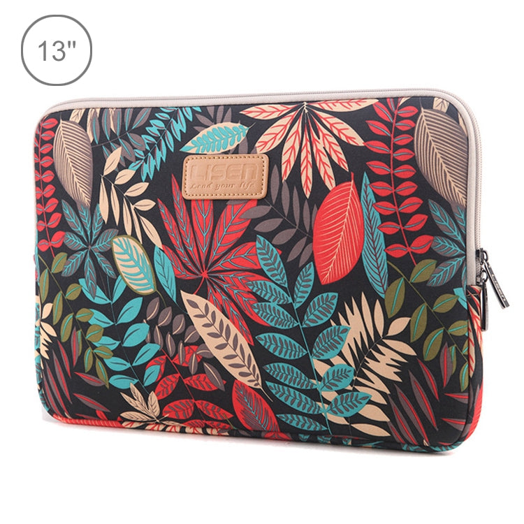 Lisen Funda de 13 pulgadas Maletín con cremallera de hojas coloridas Bolsa de transporte para Macbook, Samsung, Lenovo, Sony, DELL Alienware, CHUWI, ASUS, HP, portátiles de 13 pulgadas y menos, 13 inch
