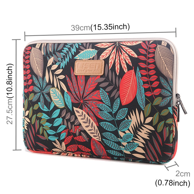 Funda con diseño de hojas coloridas, maletín con cremallera, bolsa de transporte para Macbook, Samsung, Lenovo, Sony, DELL Alienware, CHUWI, ASUS, HP, portátiles de 15,6 pulgadas y menos, 15 inch