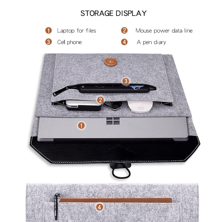 Bolsa interior para portátil con botón de fieltro multiusos ND06 para portátil de 12,5 pulgadas, 12.5 inch