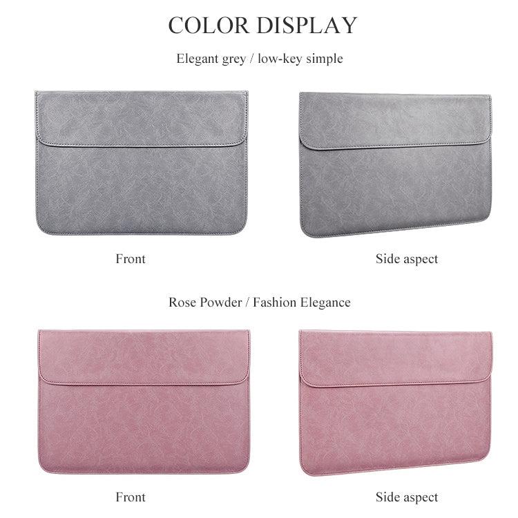 PU01S Bolsa interior para portátil con hebilla magnética invisible horizontal de cuero PU para portátiles de 15,4 pulgadas, 15.4 inch