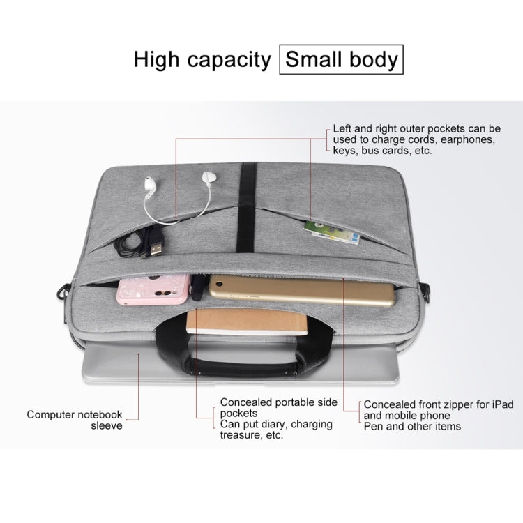 Bolso portátil con cremallera para ordenador portátil, bolso de hombro de negocios a la moda, transpirable, resistente al desgaste, de 14,1 pulgadas, con correa para el hombro, 14.1 inch