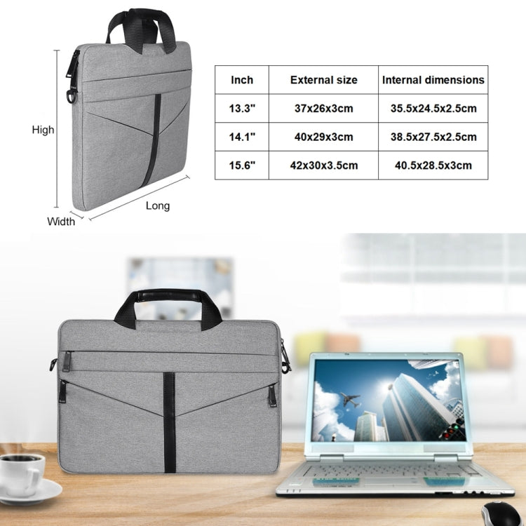 Bolso portátil con cremallera para ordenador portátil, bolso de hombro de negocios a la moda, transpirable, resistente al desgaste, de 14,1 pulgadas, con correa para el hombro, 14.1 inch