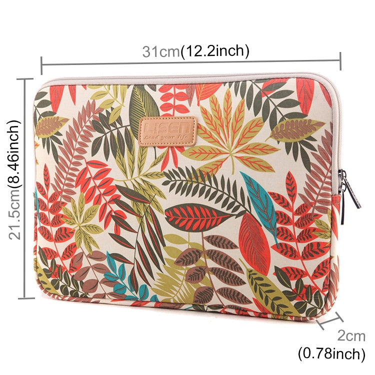 Lisen - Funda de 11,6 pulgadas, diseño de hojas coloridas con cremallera, bolsa de transporte, 11.6 inch