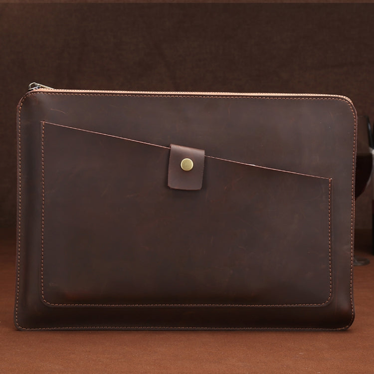 Bolso universal de la tableta del ordenador portátil de la cremallera del negocio del cuero genuino para 12 pulgadas y menos, 12 inch