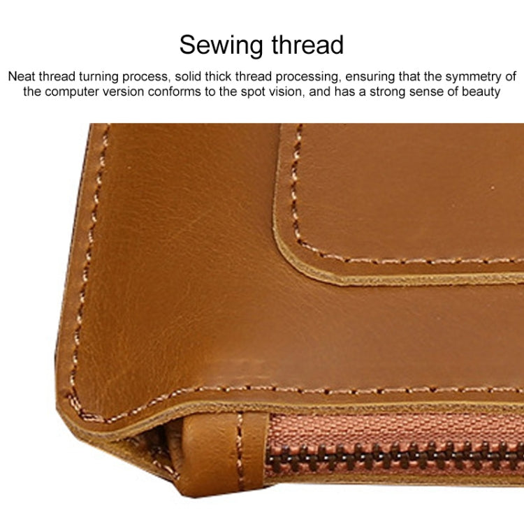 Bolso universal de la tableta del ordenador portátil de la cremallera del negocio del cuero genuino para 12 pulgadas y menos, 12 inch