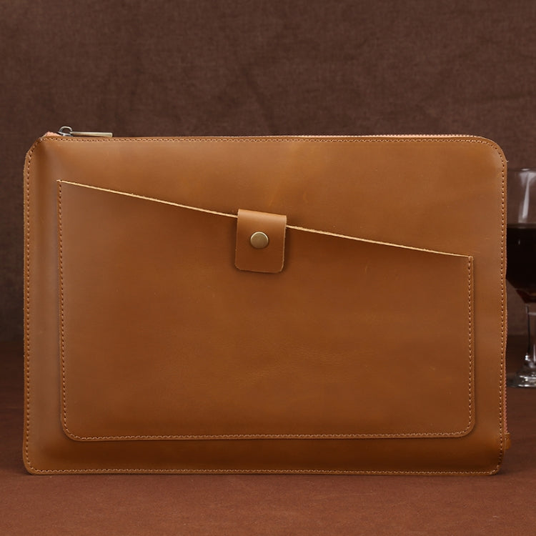 Bolso universal con cremallera para tableta y portátil de negocios de cuero genuino para 13,3 pulgadas y menos, 13.3 inch