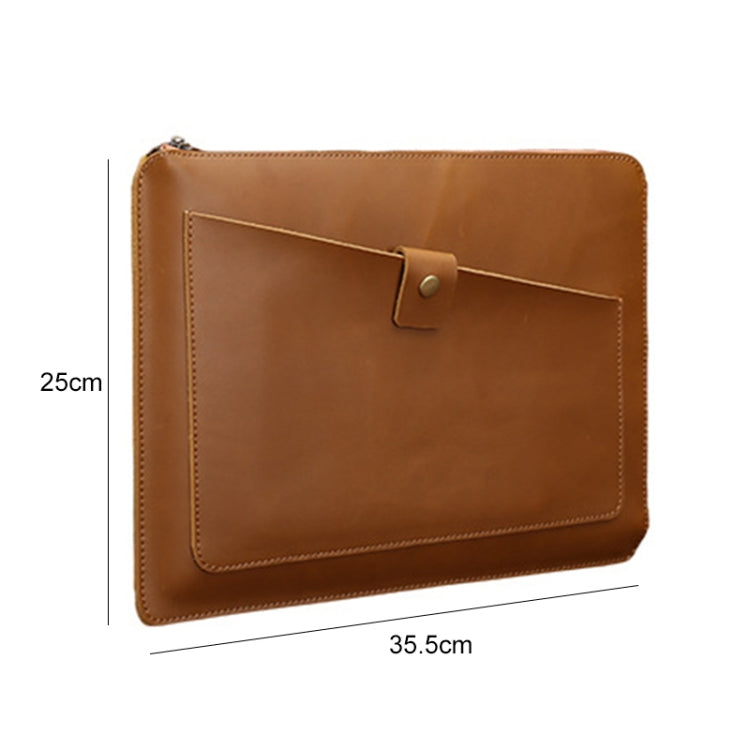 Bolso universal con cremallera para tableta y portátil de negocios de cuero genuino para 13,3 pulgadas y menos, 13.3 inch