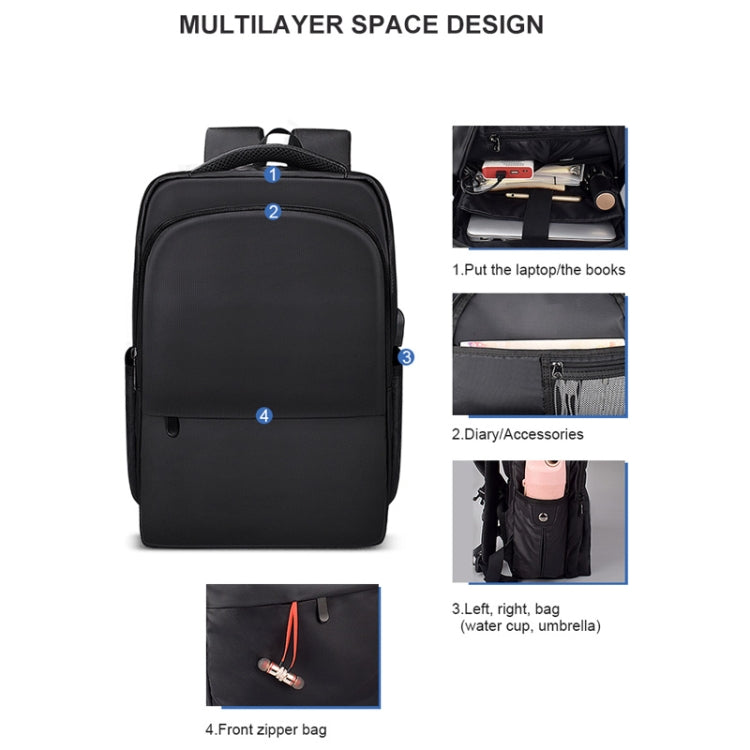 Mochila impermeable de poliéster para portátiles de menos de 15 pulgadas, con correa para carrito de maletero con interfaz USB